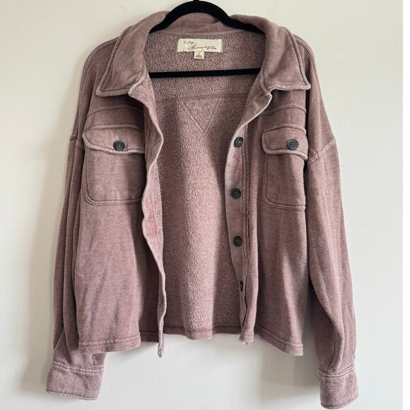 Vintage Havana Sherpa Lined Button Front Jacket Women’s Small Mauve Oversized - Picture 1 of 7